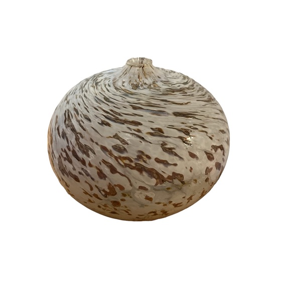 Hand blown glass  glass art decor hand crafted glass white gold - Picture 7 of 8